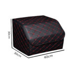 2-SOGA 4X Leather Car Boot Collapsible Foldable Trunk Cargo Organizer Portable Storage Box Black/Red Stitch Medium