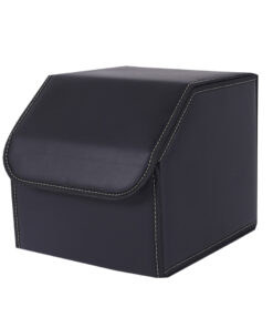 1-SOGA Leather Car Boot Collapsible Foldable Trunk Cargo Organizer Portable Storage Box Black Small
