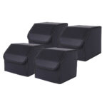 1-SOGA 4X Leather Car Boot Collapsible Foldable Trunk Cargo Organizer Portable Storage Box Black Small
