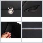 5-SOGA Leather Car Boot Collapsible Foldable Trunk Cargo Organizer Portable Storage Box With Lock Black Large