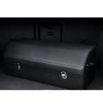 6-SOGA Leather Car Boot Collapsible Foldable Trunk Cargo Organizer Portable Storage Box With Lock Black Large
