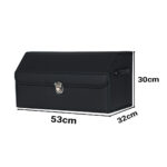 2-SOGA Leather Car Boot Collapsible Foldable Trunk Cargo Organizer Portable Storage Box With Lock Black Medium