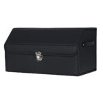 1-SOGA Leather Car Boot Collapsible Foldable Trunk Cargo Organizer Portable Storage Box With Lock Black Medium
