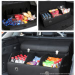 8-SOGA 4X Leather Car Boot Collapsible Foldable Trunk Cargo Organizer Portable Storage Box With Lock Black Medium