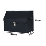 2-SOGA Leather Car Boot Collapsible Foldable Trunk Cargo Organizer Portable Storage Box With Lock Black Small