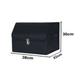 2-SOGA 4X Leather Car Boot Collapsible Foldable Trunk Cargo Organizer Portable Storage Box With Lock Black Small