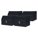 1-SOGA 4X Leather Car Boot Collapsible Foldable Trunk Cargo Organizer Portable Storage Box With Lock Black Small