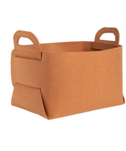 1-SOGA Medium Coffee Foldable Felt Storage Portable Collapsible Bag Home Office Foldable Organiser with Carry Handles