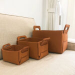 4-SOGA Medium Coffee Foldable Felt Storage Portable Collapsible Bag Home Office Foldable Organiser with Carry Handles