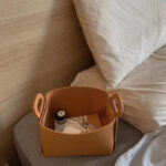 8-SOGA Medium Coffee Foldable Felt Storage Portable Collapsible Bag Home Office Foldable Organiser with Carry Handles