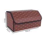 2-SOGA Leather Car Boot Collapsible Foldable Trunk Cargo Organizer Portable Storage Box Coffee/Gold Stitch Large