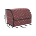 2-SOGA 4X Leather Car Boot Collapsible Foldable Trunk Cargo Organizer Portable Storage Box Coffee/Gold Stitch Medium