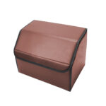 3-SOGA Leather Car Boot Collapsible Foldable Trunk Cargo Organizer Portable Storage Box Coffee Small