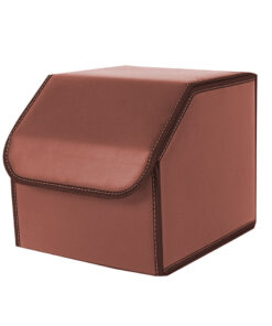 1-SOGA Leather Car Boot Collapsible Foldable Trunk Cargo Organizer Portable Storage Box Coffee Small