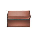 4-SOGA Leather Car Boot Collapsible Foldable Trunk Cargo Organizer Portable Storage Box Coffee Small