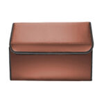 4-SOGA 2X Leather Car Boot Collapsible Foldable Trunk Cargo Organizer Portable Storage Box Coffee Small