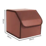 2-SOGA 4X Leather Car Boot Collapsible Foldable Trunk Cargo Organizer Portable Storage Box Coffee Small