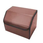 3-SOGA 4X Leather Car Boot Collapsible Foldable Trunk Cargo Organizer Portable Storage Box Coffee Small