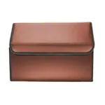 4-SOGA 4X Leather Car Boot Collapsible Foldable Trunk Cargo Organizer Portable Storage Box Coffee Small