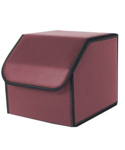 1-SOGA Leather Car Boot Collapsible Foldable Trunk Cargo Organizer Portable Storage Box Red Small