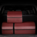 8-SOGA 2X  Leather Car Boot Collapsible Foldable Trunk Cargo Organizer Portable Storage Box Red Small