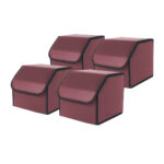 1-SOGA 4X  Leather Car Boot Collapsible Foldable Trunk Cargo Organizer Portable Storage Box Red Small