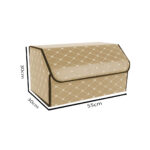 2-SOGA Leather Car Boot Collapsible Foldable Trunk Cargo Organizer Portable Storage Box Beige/Gold Stitch Large