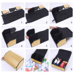 8-SOGA Leather Car Boot Collapsible Foldable Trunk Cargo Organizer Portable Storage Box Beige/Gold Stitch Large