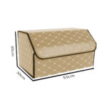 2-SOGA 2X Leather Car Boot Collapsible Foldable Trunk Cargo Organizer Portable Storage Box Beige/Gold Stitch Large