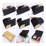 8-SOGA 2X Leather Car Boot Collapsible Foldable Trunk Cargo Organizer Portable Storage Box Beige/Gold Stitch Large
