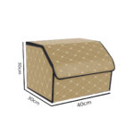 2-SOGA Leather Car Boot Collapsible Foldable Trunk Cargo Organizer Portable Storage Box Beige/Gold Stitch Medium