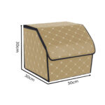 2-SOGA 2X Leather Car Boot Collapsible Foldable Trunk Cargo Organizer Portable Storage Box Beige/Gold Stitch Small
