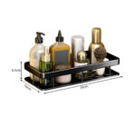 5-SOGA Black Wall-Mounted Rectangular Bathroom Storage Organiser Space Saving Adhesive Shelf Rack