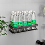 6-SOGA Black Wall-Mounted Rectangular Bathroom Storage Organiser Space Saving Adhesive Shelf Rack
