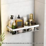 2-SOGA Silver Wall-Mounted Rectangular Bathroom Storage Organiser Space Saving Adhesive Shelf Rack