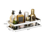 6-SOGA Silver Wall-Mounted Rectangular Bathroom Storage Organiser Space Saving Adhesive Shelf Rack