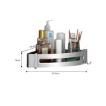 6-SOGA Silver Wall-Mounted Triangular Bathroom Storage Corner Vanity Organiser Space Saving Adhesive Shelf Rack with Hooks
