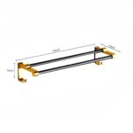 7-SOGA 61cm Wall-Mounted Double Pole Towel Holder Bathroom Organiser Rail Hanger with Hooks