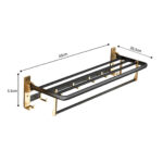 6-SOGA 63cm Wall-Mounted Double Pole Towel Holder Bathroom Organiser Rail Hanger with Hooks