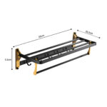 6-SOGA 2X 63cm Wall-Mounted Double Pole Towel Holder Bathroom Organiser Rail Hanger with Hooks