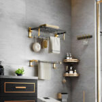 7-SOGA 2X 63cm Wall-Mounted Double Pole Towel Holder Bathroom Organiser Rail Hanger with Hooks