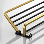 7-SOGA 62cm Wall-Mounted Double Pole Towel Holder Bathroom Organiser Rail Hanger with Hooks