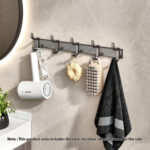 2-SOGA 2X 37cm Wall Mounted Towel Rack Space-Saving Hanger Organiser with Durable Hooks