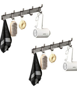 1-SOGA 2X 37cm Wall Mounted Towel Rack Space-Saving Hanger Organiser with Durable Hooks