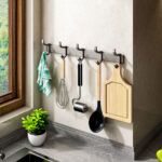 4-SOGA 2X 37cm Wall Mounted Towel Rack Space-Saving Hanger Organiser with Durable Hooks