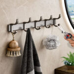 7-SOGA 2X 37cm Wall Mounted Towel Rack Space-Saving Hanger Organiser with Durable Hooks
