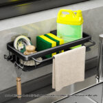 2-SOGA 34cm Kitchen Sink Storage Organiser Space Saving Adhesive Shelf Rack