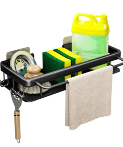 1-SOGA 34cm Kitchen Sink Storage Organiser Space Saving Adhesive Shelf Rack