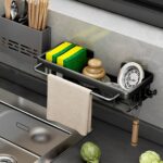 4-SOGA 34cm Kitchen Sink Storage Organiser Space Saving Adhesive Shelf Rack