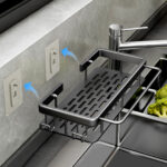 5-SOGA 34cm Kitchen Sink Storage Organiser Space Saving Adhesive Shelf Rack